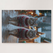 Siberian Cats Christmas Snow Holiday Legpuzzel (Horizontaal)