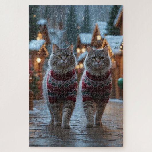Siberian Cats Christmas Snow Holiday Legpuzzel (Verticaal)