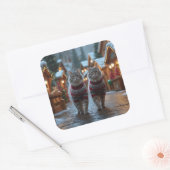 Siberian Cats Christmas Snow Holiday  Vierkante Sticker (Envelop)
