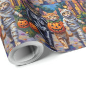 Siberian Cats Trick-or-Treating Halloween Costumes Cadeaupapier (Rol Hoek)