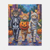 Siberian Cats Trick-or-Treating Halloween Costumes Fleece Deken (Voorkant)