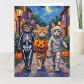 Siberian Cats Trick-or-Treating Halloween Costumes Kaart (Voorkant)