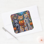 Siberian Cats Trick-or-Treating Halloween Costumes Vierkante Sticker (Envelop)