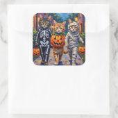 Siberian Cats Trick-or-Treating Halloween Costumes Vierkante Sticker (Tas)