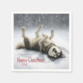 Siberian Huskey Creating a Snow Angel Servet (Voorkant)