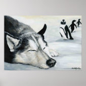 "Siberian Huskey's Penquin Dream" Poster van de Do (Voorkant)