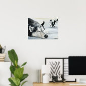 "Siberian Huskey's Penquin Dream" Poster van de Do (Thuiskantoor)
