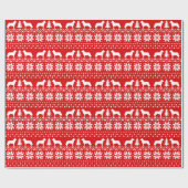 Siberian Huskie Dogs kerstviatroop rood Cadeaupapier (Vlak)