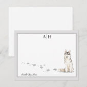 Siberian Huskie Gray Border Monogram op persoonlij Notitiekaartje (Voorkant / Achterkant)