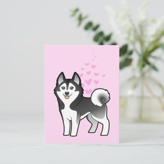 Siberian Husky / Alaskan Malamute Love Briefkaart (Staand voorkant)