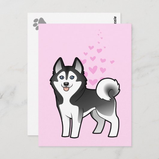 Siberian Husky / Alaskan Malamute Love Briefkaart (Voorkant / Achterkant)