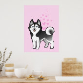 Siberian Husky / Alaskan Malamute Love Poster (Keuken)