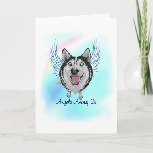 Siberian Husky Angel Dog Pet verliest zijn sympath Bedankkaart (Voorkant)