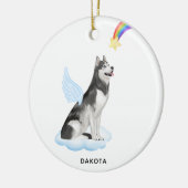 Siberian Husky Angel - Gepersonaliseerd dichter bi Keramisch Ornament (Links)