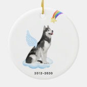 Siberian Husky Angel - Gepersonaliseerd dichter bi Keramisch Ornament (Achterkant)