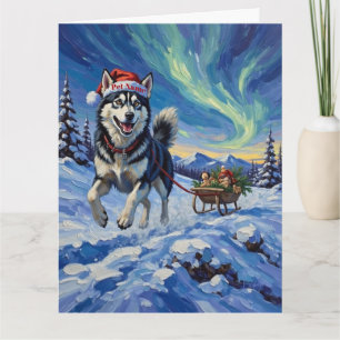 Siberian Husky Arctische slee run Kerstmuts Kaart