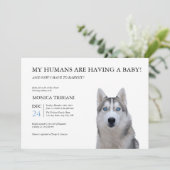 Siberian Husky Baby shower Minimalist Uitnodiging (Staand voorkant)