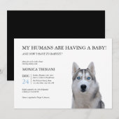 Siberian Husky Baby shower Minimalist Uitnodiging (Voorkant / Achterkant)