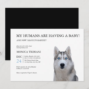 Siberian Husky Baby shower Minimalist Uitnodiging
