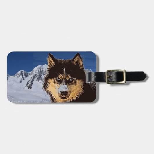 Siberian Husky Bag Label Bagagelabel (Voorkant horizontaal)