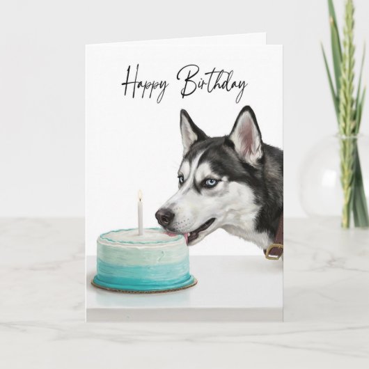 Siberian Husky Birthday Cake Inspector Kaart (Voorkant)