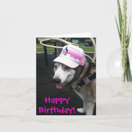Siberian Husky Birthday Card Kaart (Voorkant)