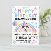 Siberian Husky Birthday Invitation in White Kaart (Staand voorkant)