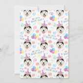 Siberian Husky Birthday Invitation in White Kaart (Achterkant)