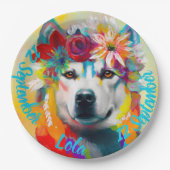 Siberian Husky Birthday Party Papieren Bordje (Voorkant)