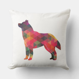 Siberian Husky Black Geometric Pattern Silhouette Kussen