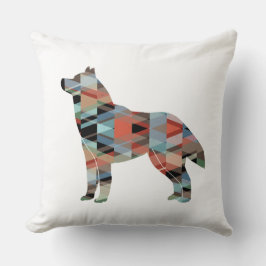 Siberian Husky Black Geometric Pattern Silhouette Kussen