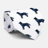 Siberian Husky Black Geometric Pattern Silhouette Stropdas (Opgerold)