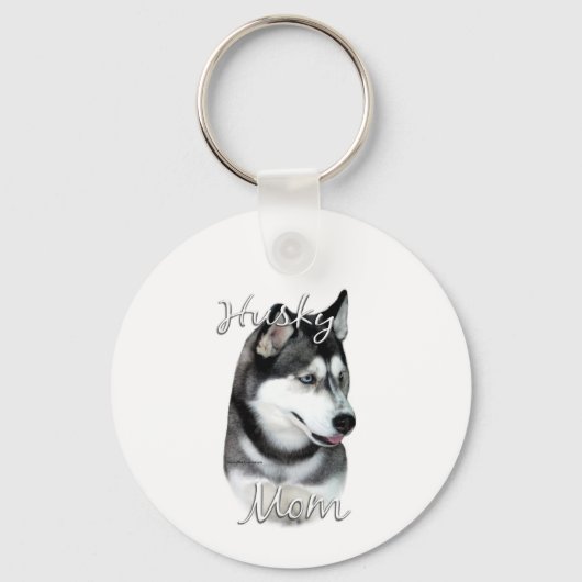 Siberian Husky (blk) mam 2 Sleutelhanger (Voorkant)
