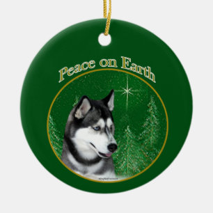 Siberian Husky (blk) Peace Keramisch Ornament
