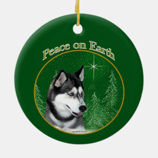 Siberian Husky (blk) Peace Keramisch Ornament (Achterkant)