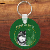 Siberian Husky (blk) Peace Sleutelhanger (Achterkant)