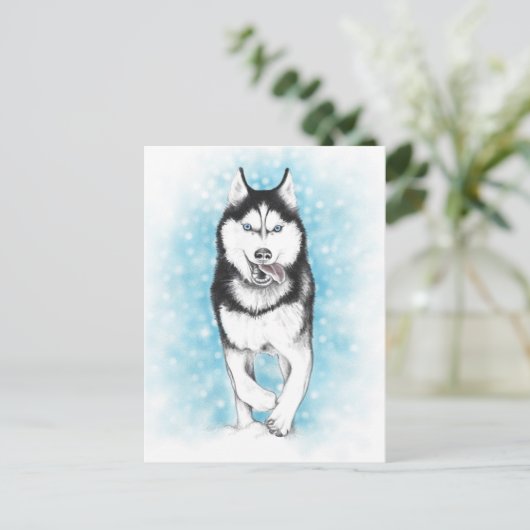 Siberian Husky Briefkaart (Staand voorkant)