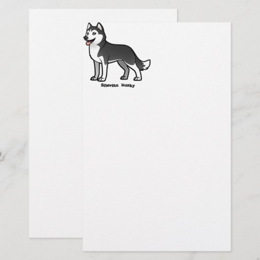 Siberian Husky Briefpapier (Voorkant / Achterkant)