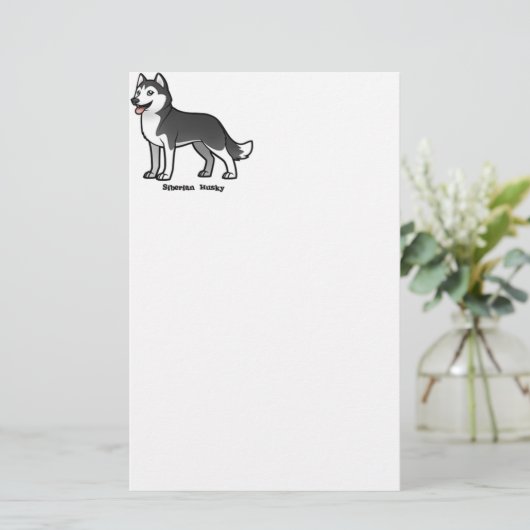 Siberian Husky Briefpapier (Staand voorkant)