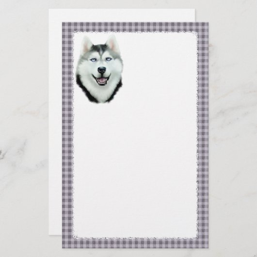 Siberian Husky Briefpapier (Voorkant / Achterkant)