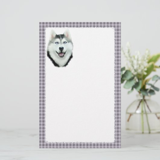 Siberian Husky Briefpapier (Staand voorkant)