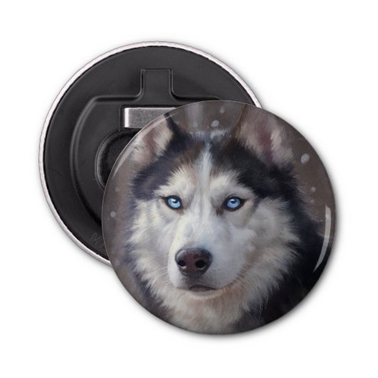 Siberian Husky Button Flesopener (Voorkant)