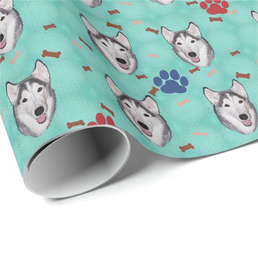 Siberian Husky Cadeaupapier (Rol Hoek)