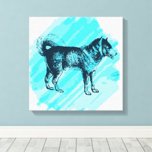 Siberian Husky Canvas Afdruk (Insitu (Houten vloer))