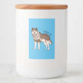 Siberian husky cartoon illustration voedselcontainer etiket (Voorkant)