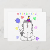 Siberian Husky Celebrate Kaart (Voorkant / Achterkant)