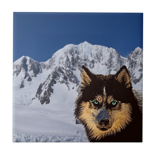 Siberian Husky Ceramic Tile Tegeltje (Voorkant)