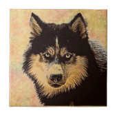 Siberian Husky Ceramic Tile Tegeltje (Voorkant)