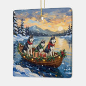 Siberian Husky Christmas Boat Holiday Keramisch Ornament (Links)
