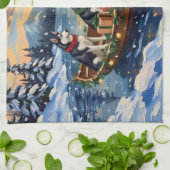 Siberian Husky Christmas Boat Holiday Theedoek (Gevouwen)